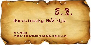 Bercsinszky Nádja névjegykártya